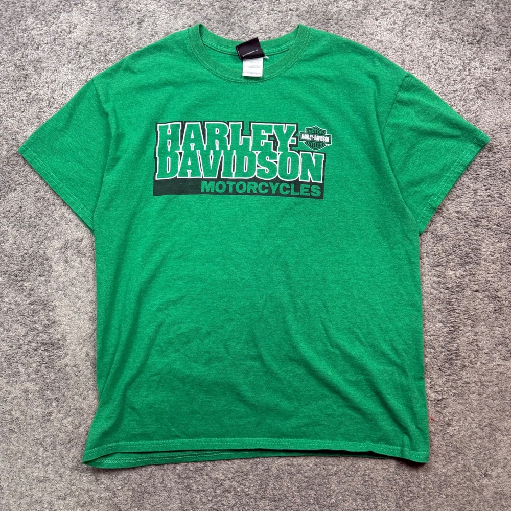 Harley-Davidson Motorcycles T-Shirt Green Mens Size L Prince George Canada Tee